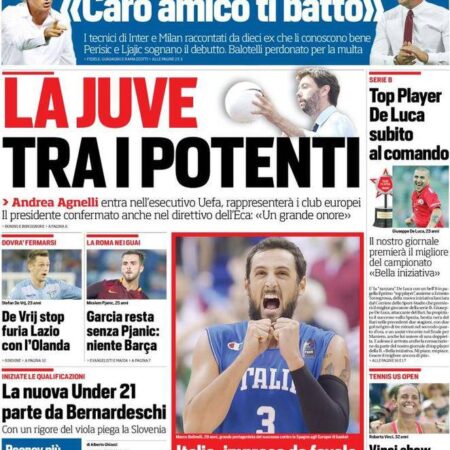 ¿Regreso de Agnelli a la Juventus? Portada del Corriere dello Sport